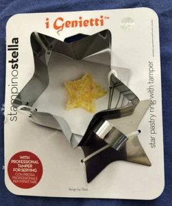 I Genietti Star Pastry Ring with Tamper NEW Pastry Cookie Cutter - Picture 1 of 3