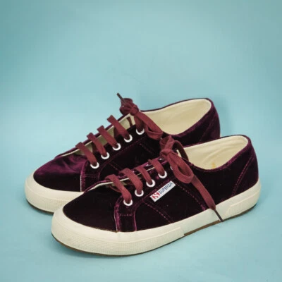 Zapatillas bajas con cordones Superga talla 6 Burdeos rojo púrpura terciopelo 2750  Foto 1 de 4