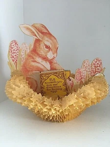 Vintage Beistle Easter Honeycomb Centerpiece Bunny Eggs Nest Basket Fair Cond. - Picture 1 of 7