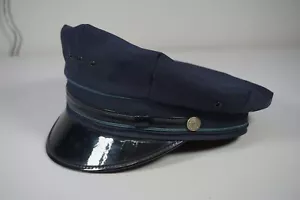 Vintage Round Duty Uniform Cap Navy Blue w Black Visor USA Made Size Medium M - Picture 1 of 6