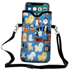Neoprene Cell Phone Pouch 7.5 X 4.3 in Cloth Mobile One Size Cute Animal Dogs - Picture 1 of 7