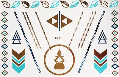 Brazalete Corporal Flash Adhesivo Temporal Tatuaje Dorado Azul 15 Piezas E21GB WOW Nuevo Foto 1 de 4