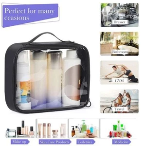 Waterproof Cosmetic Pouch Transparent Toilet Wash Bag Travel - Picture 1 of 5