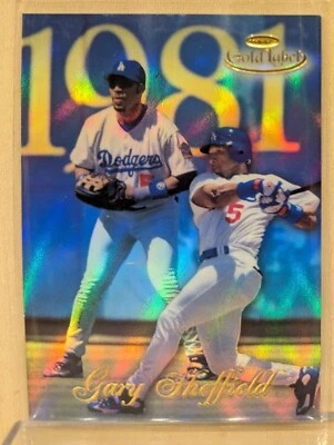 1998 Topps Gold Label CLASS 1 #90 Gary Sheffield Refractor Dodgers RARE PARALLEL - Image 1 of 2