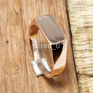 Rectangle Signet Ring, Pure Copper Ring, Flat Copper Signet Ring For Men's UJ10 - Picture 1 of 8