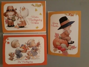 Cute! 3 ⭐Ruth Morehead THANKSGIVING Cards With Envelopes! New - Picture 1 of 8