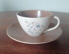 Poole Pottery Twintone Chocolate Brown & Mushroom Floral Pattern Cup & Saucer 