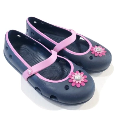 Темно-синий с розовым цветком crocs детский размер 7 - Изображение 1 из 4