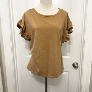 Lane Bryant Womens Ruffle Sleeve Size 14/16 T Tee Shirt Top Burnt Orange - Picture 1 of 7