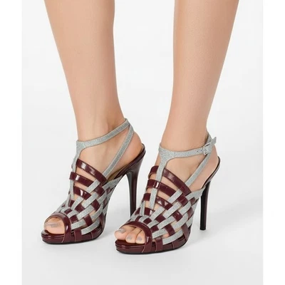 N.Y.L.A. Yaneli Woven Leather High Heel Women Platform Shoes Sandals Heels Sz 7 - Image 1 of 4