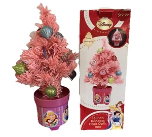 Disney Princess Christmas Tree Pink Fiber Optic Lighted 18” Box Holiday Vintage - Picture 1 of 9