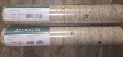 BREWSTER PREPEGADO PRE PEGADO ESTRELLAS SOBRE MADERA PAPEL PINTADO PARED 2 ROLLOS NUEVO SELLADO Foto 1 de 4