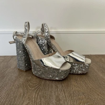  Женские ремешки на высоких каблуках Shelly's London серебро 7,5 открытые  - Изображение 1 из 4