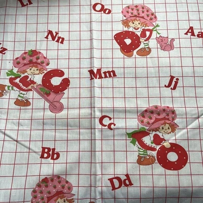 Strawberry Shortcake Red Plaid Fabric American Vintage 55×45cm Kawaii Y2K - Image 1 of 4