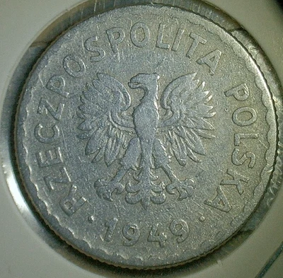 WORLD COIN SALE-1949 POLAND 1 ZLOTY-ALUMINUIM COMP. COIN-KM# Y# 39 - Image 1 of 3