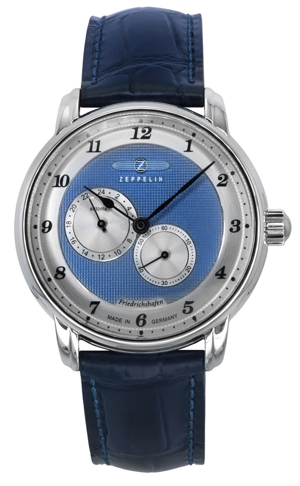 Zeppelin Friedrichshafen Automatic 8568-3 Men's Watch - Blue Dial Blue Leather