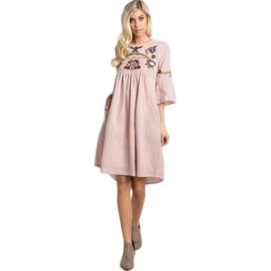 Vestido Orange Creek Multicolor Floral Cuello Redondo Media Manga Hasta la Rodilla Talla S - Imagen 1 de 11
