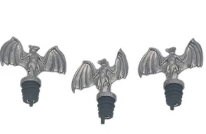 Bacardi Liquor Bottle Topper Pourer Pewter Bat 3" New Barware Set Of 3 Pcs - Picture 1 of 12
