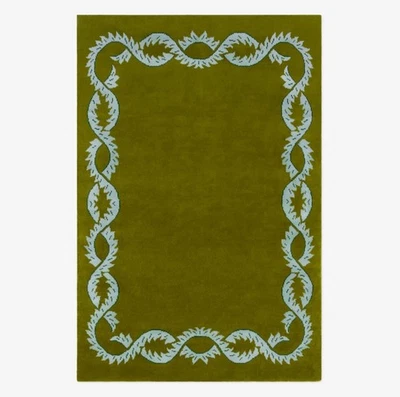 Hand-Tufted Wool Rug 9x12 ft -Nordic Knots Design Climbing Vine Olive Rug 8x10 - Image 1 of 4
