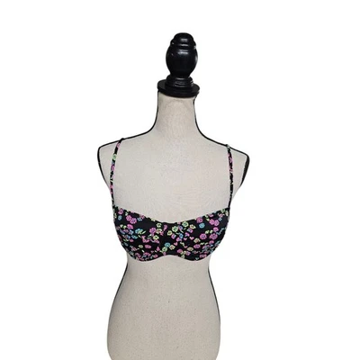 Top de bikini vintage y2k Billabong grande Rockabilly oscuro cottagecore floral Foto 1 de 4