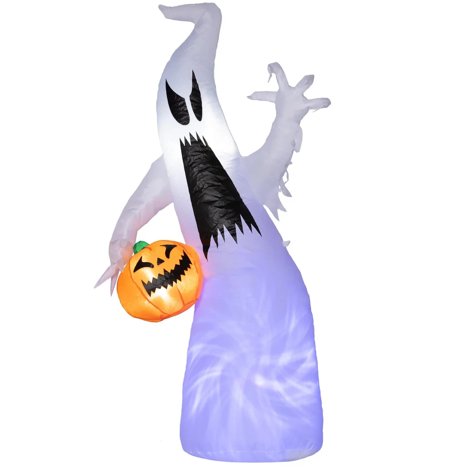 Fantasma inflable de Halloween de 5,9' con calabaza, decoración de miedo al aire libre LED para patio Foto 1 de 4