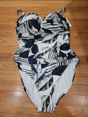 NWT La Blanca Tropical Tummy Control Rushed One-Piece Swimsuit, Size 16 - Image 1 of 4