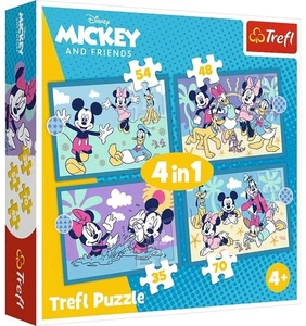 Trefl 4 in 1 Jigsaw Puzzle Pieces 4+ Funny Happenings of Mickey Mouse - Picture 1 of 5
