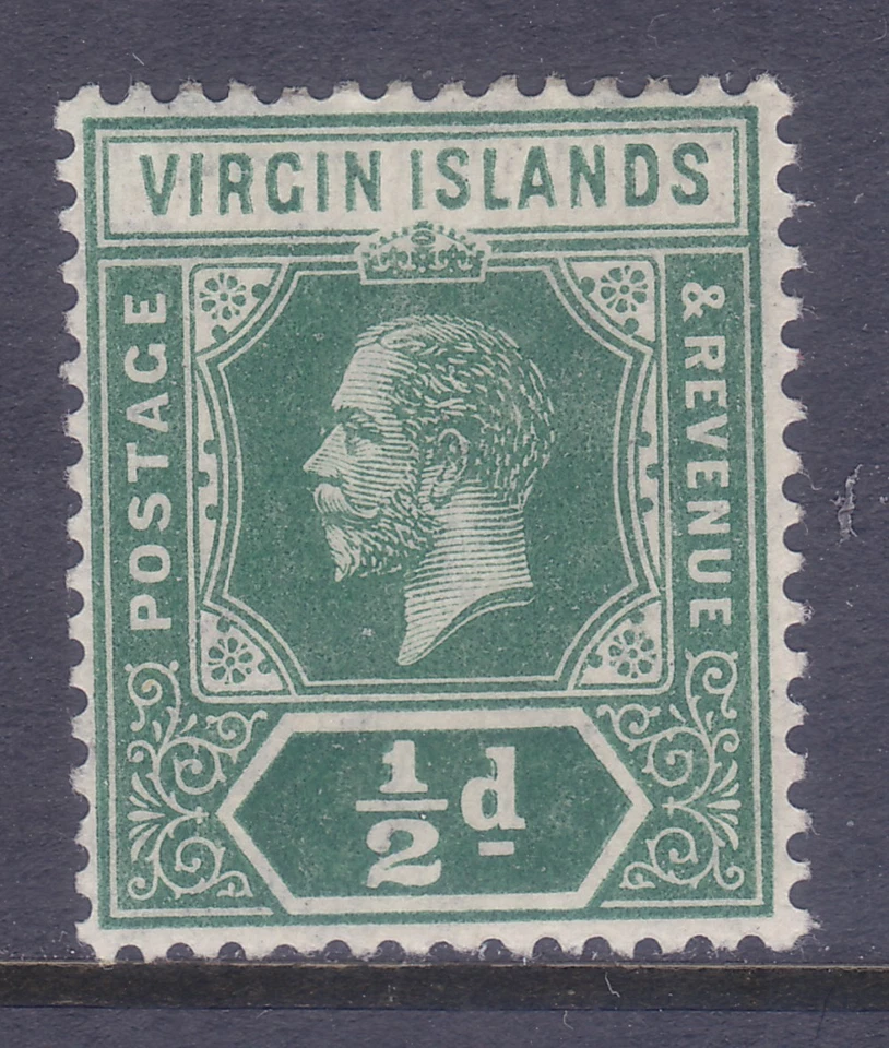 Virgin Islands 47 Mint OG ½p Green 1921 George V Die II Wmk 4 Very Fine - Image 1 of 1