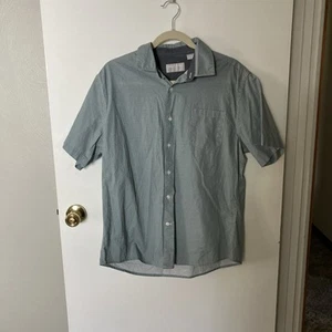 Claiborne Mens Short Sleeve Button Down Slim Fit Stretch Aqua Blue Green Size L - Picture 1 of 6