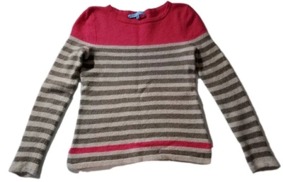 ANTONIO MELANI XS Rosa y Beige Rayas 100% Cachemira Cuello Redondo Foto 1 de 4