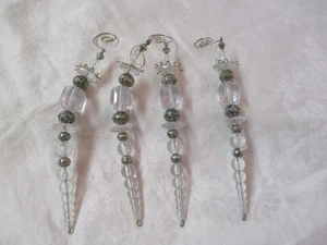 Vintage 4 plastic & metal Christmas Ornaments prism Icicles #37 - Picture 1 of 4