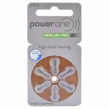 PowerOne P312-6PK-MF Pile Bouton Zinc-Air pour Appareil Auditif - Pack de 6