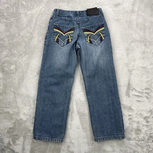 Vtg Mecca Jeans Boys 8 Blue Baggy Loose Fit Embroidered Y2K 90s Streetwear Skate - Picture 1 of 22