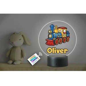 Luz nocturna LED de neón tren con nombre personalizado para niños. Dormitorio infantil. + Mando a distancia - Imagen 1 de 4