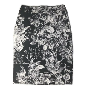 NWT Loft Floral Print Pencil Skirt Lined Navy White Sz 2T - Picture 1 of 8