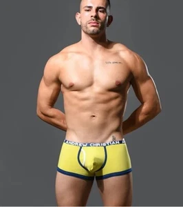 New Men's Andrew Christian Yellow Fly Tagless Boxer Brief w/Almost Naked - Gay - Picture 1 of 6