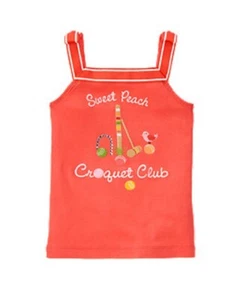 Gymboree Size 6 & 8 "PREPPY PEACH" Gem Croquet Club Tank Top - Picture 1 of 1
