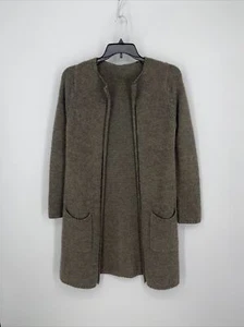 Isda & Co Alpaca Wool Blend Olive Green Open Front Cardigan Sweater Size M - Picture 1 of 3