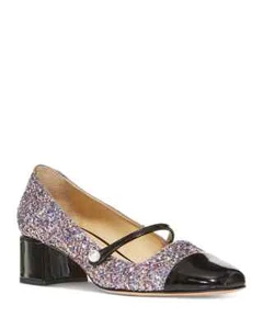 Jimmy Choo Elisa 45 Glitter Cap Toe Pumps Women's 36/6US Black/Sprinkle Mix - Picture 1 of 17