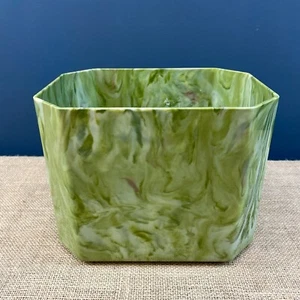 MACETA MACETA VINTAGE ART DECO BAQUELITA EFECTO MÁRMOL CUBO TONO VERDE - Imagen 1 de 7