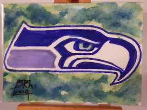 Seahawks Hawk Sketch by Steven Burch - Seattle Seahawks - 1/1 Original ACEO - Imagen 1 de 3