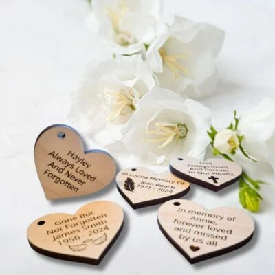 Funeral Favours Personalised Memorial Tributes Remembrance Pocket Hug Tokens - Image 1 of 4