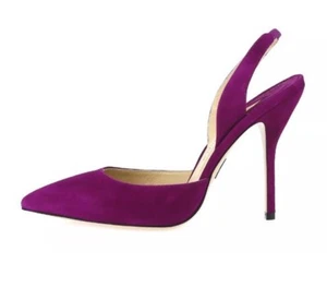 Paul Andrew Z3019 Passion Suede Magenta Slingback Violet Pumps Size 38.5 - Picture 1 of 3
