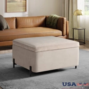 Modern Large Storage Ottoman Tufted Velvet Lift-Off Coffee Table Indoor Use New - Picture 1 of 17