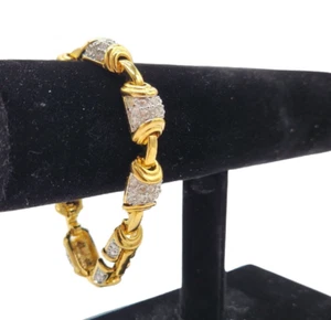 JOAN RIVERS Gold Tone Clear Rhinestone 7" Bracelet Signed Bling Dressy - Picture 1 of 7