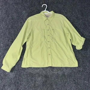 ExOfficio Top Womens Large Roll Tab Sleeve Button Up Zip Pockets Vented Hike - Picture 1 of 10