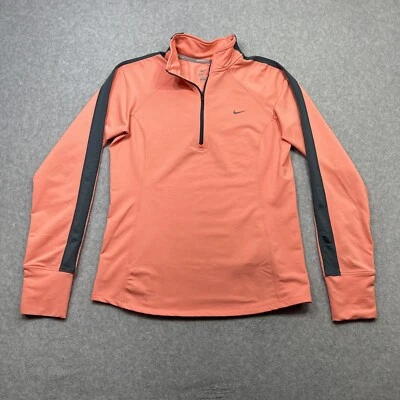 Camiseta de running Nike mediana a rayas melocotón 1/4 cremallera elástica entrenamiento activo rendimiento Foto 1 de 4