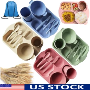 25 Pcs Wheat Straw Dinnerware Set BPA Free Reusable Travel Microwave Safe New - Picture 1 of 8