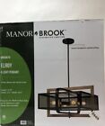 Manor Brook Elroy 4-Light Black and Wood Grain Pendant
