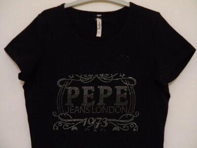 Pepe Jeans Tee-shirt manches courts noir décorée avec strass Femme S - Photo 1/3